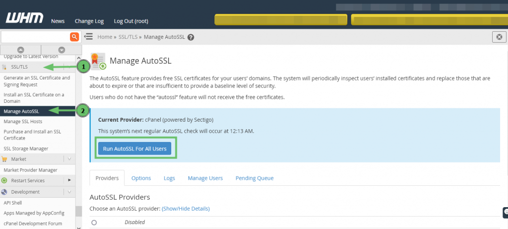 Certificates in cPanel