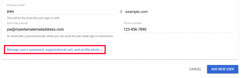 manage users google workspace add photo