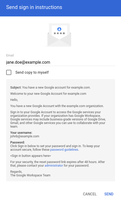 manage users google workspace email