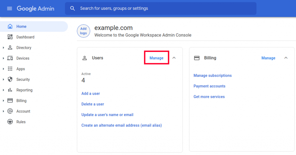 manage users google workspace manage users