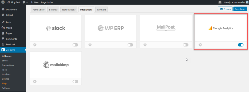 weforms forms integrations