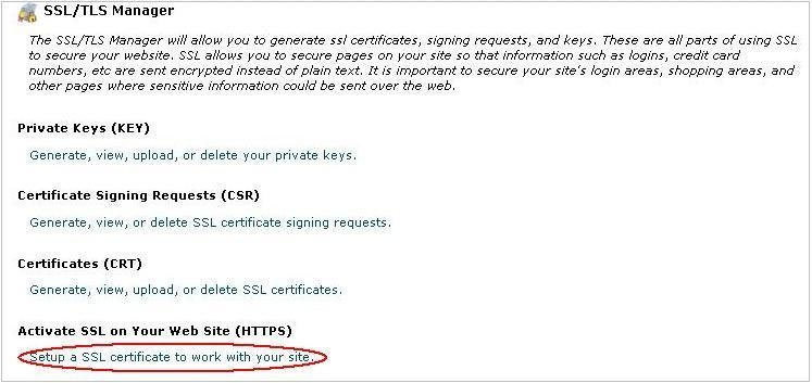 Setup a SSL Certificate to work with your site