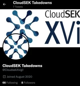 Twitter account, which has the official CloudSEK branding