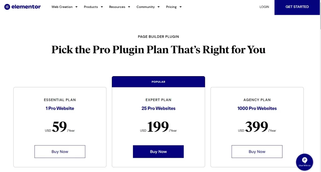 Elementor Pricing