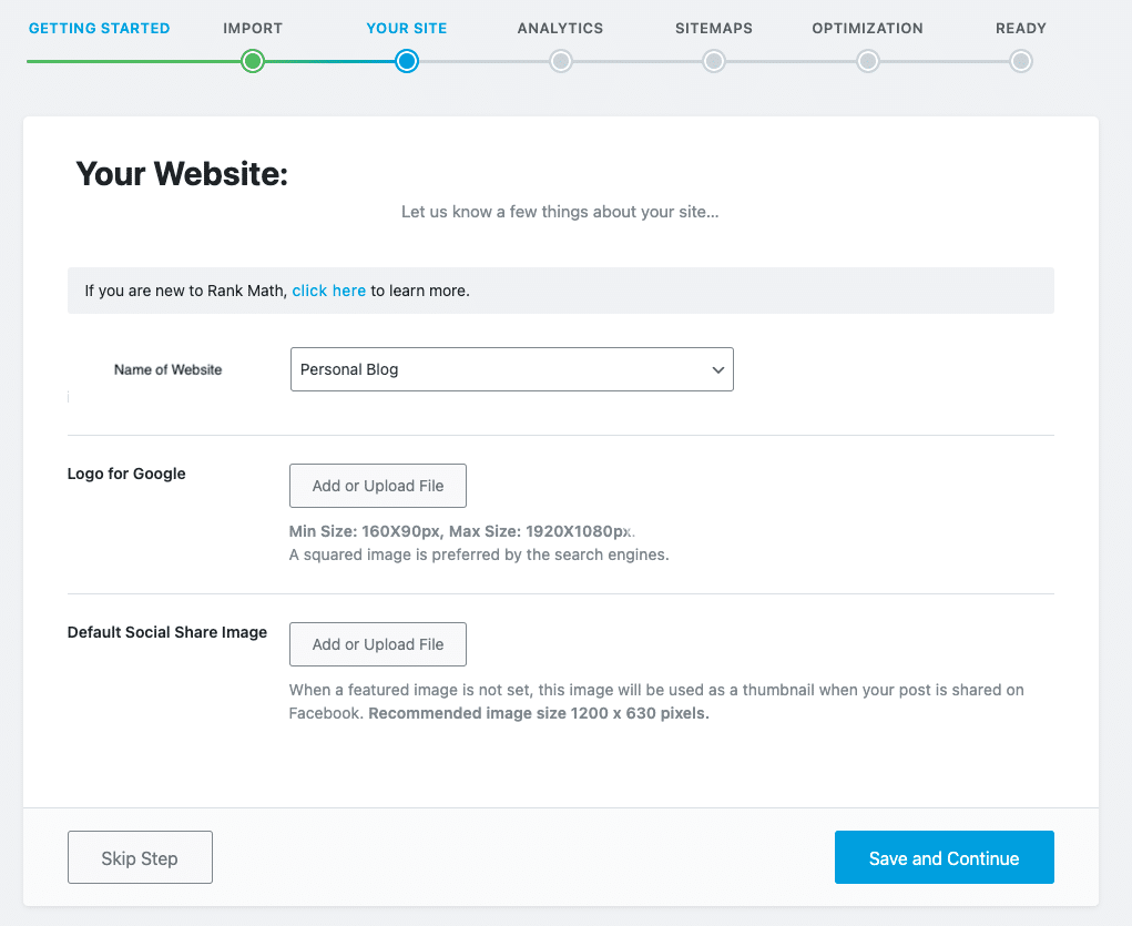 Rank Math Confirm Site Type