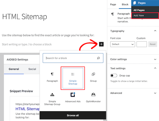 add simple sitemap block min 1